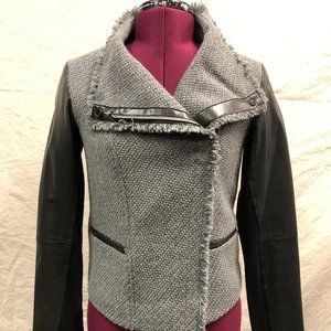 Vince Gray Wool and Black Leather Jacket